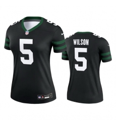Women New York Jets 5 Garrett Wilson Black 2024 Stitched Football Jersey