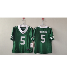 Women New York Jets 5 Garrett Wilson Green 2024 F U S E Vapor Stitched Football Jersey