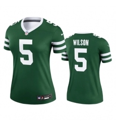 Women New York Jets 5 Garrett Wilson Green 2024 Stitched Football Jersey