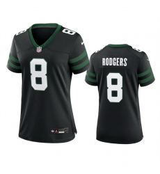 Women New York Jets 8 Aaron Rodgers Black 2024 Stitched Football Jersey