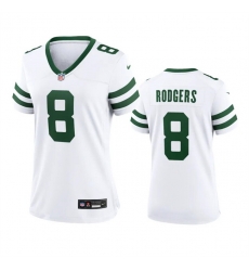 Women New York Jets 8 Aaron Rodgers White 2024 Stitched Football Jersey