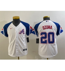 Youth Atlanta Braves 20 Marcell Ozuna White 2023 City Connect Stitched Baseball Jersey