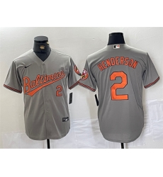 Men Baltimore Orioles 2 Gunnar Henderson Gray Cool Base Stitched Jersey