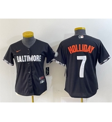 Women Baltimore Orioles 7 Jackson Holliday Black 2023 City Connect Stitched Baseball Jersey