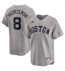 Men Boston Red Sox 8 Carl Yastrzemski Grey Cooperstown Collection Limited Stitched Baseball Jersey