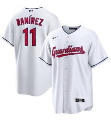 Men Cleveland Guardians 11 Jose Ramirez White Cool Base Stitched Baseball jersey