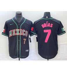 Men Mexico Baseball 7 Julio Urias 2023 Black World Baseball With Patch Classic Stitched Jersey 3