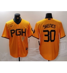 Men Pittsburgh Pirates 30 Paul Skenes Gold City Connect Stitched Jersey 2