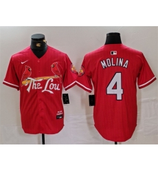 Men St  Louis Cardinals 4 Yadier Molina Red 2024 City Connect Stitched Baseball Jersey