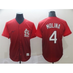 Men St  Louis Cardinals 4 Yadier Molina Red Fade Stitched Baseball Jersey