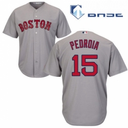 Youth Majestic Boston Red Sox 15 Dustin Pedroia Authentic Grey Road Cool Base MLB Jersey