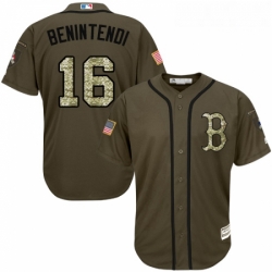 Youth Majestic Boston Red Sox 16 Andrew Benintendi Authentic Green Salute to Service MLB Jersey
