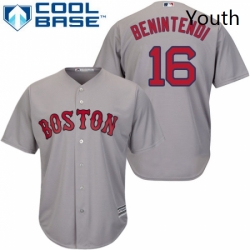 Youth Majestic Boston Red Sox 16 Andrew Benintendi Authentic Grey Road Cool Base MLB Jersey