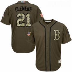 Youth Majestic Boston Red Sox 21 Roger Clemens Authentic Green Salute to Service MLB Jersey
