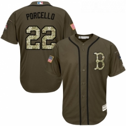 Youth Majestic Boston Red Sox 22 Rick Porcello Authentic Green Salute to Service MLB Jersey
