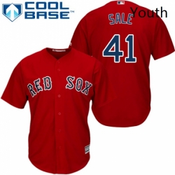 Youth Majestic Boston Red Sox 41 Chris Sale Authentic Red Alternate Home Cool Base MLB Jersey