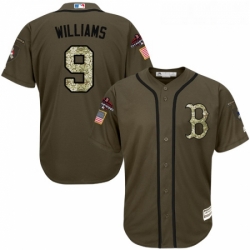 Youth Majestic Boston Red Sox 9 Ted Williams Authentic Green Salute to Service 2018 World Series Champions MLB Jersey