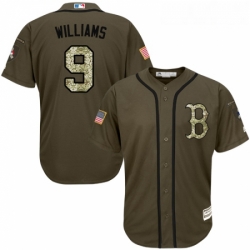 Youth Majestic Boston Red Sox 9 Ted Williams Authentic Green Salute to Service MLB Jersey