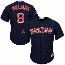 Youth Majestic Boston Red Sox 9 Ted Williams Authentic Navy Blue Alternate Road Cool Base 2018 World Series Champions MLB Jersey
