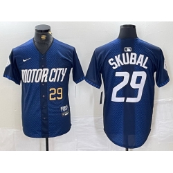 Men Detroit Tigers 29 Tarik Skubal 2024 Navy City Connect Cool Base Stitched Limited jerseys 3