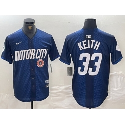 Men Detroit Tigers 33 Colt Keith 2024 Navy City Connect Cool Base Limited Stitched Jersey 3