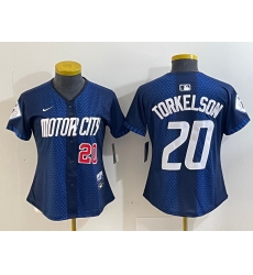 Women Detroit Tigers 20 Spencer Torkelson 2024 Navy City Connect Cool Base Limited Stitched Baseball Jersey 2