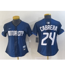 Women Detroit Tigers 24 Miguel Cabrera 2024 Navy City Connect Cool Base Limited Stitched Baseball Jersey 003