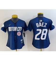Women Detroit Tigers 28 Javier Baez 2024 Navy City Connect Cool Base Limited Stitched Baseball Jersey 3