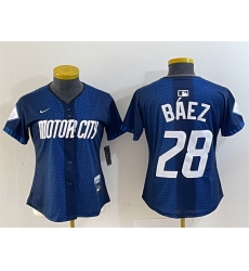 Women Detroit Tigers 28 Javier Baez 2024 Navy City Connect Cool Base Limited Stitched Baseball Jersey