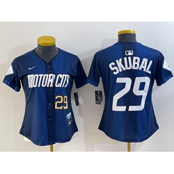 Women Detroit Tigers 29 Tarik Skubal 2024 Navy City Connect Cool Base Limited Stitched Baseball Jersey 1