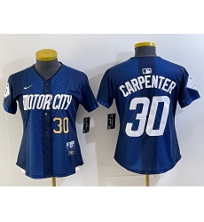 Women Detroit Tigers 30 Kerry Carpenter 2024 Navy City Connect Cool Base Limited jerseys 3