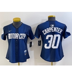 Women Detroit Tigers 30 Kerry Carpenter 2024 Navy City Connect Cool Base Limited jerseys