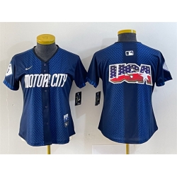 Women Detroit Tigers Team Big Logo 2024 Navy City Connect Cool Base Limited Stitched Baseball Jersey 001