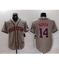 Men Houston Astros 14 Mauricio Dubon Grey Cool Base Stitched Baseball Jersey
