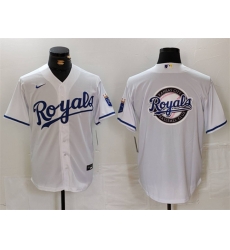 Men Kansas City Royals White Team Big Logo Cool Base Stitched Jersey 1