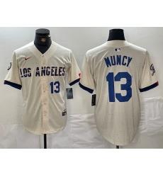 Men Los Angeles Dodgers 13 Max Muncy Cream Stitched Baseball Jersey 1