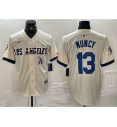 Men Los Angeles Dodgers 13 Max Muncy Cream Stitched Baseball Jersey 2