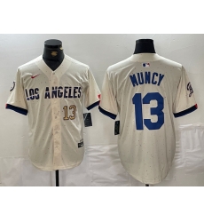 Men Los Angeles Dodgers 13 Max Muncy Cream Stitched Baseball Jersey 5