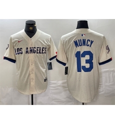 Men Los Angeles Dodgers 13 Max Muncy Cream Stitched Baseball Jersey