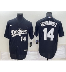 Men Los Angeles Dodgers 14 Kike Hernandez Black Cool Base Stitched Jersey