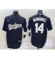 Men Los Angeles Dodgers 14 Kike Hernandez Black Cool Base Stitched Jerseyy