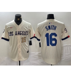 Men Los Angeles Dodgers 16 Will Smith Cream Stitched Baseball Jersey 1