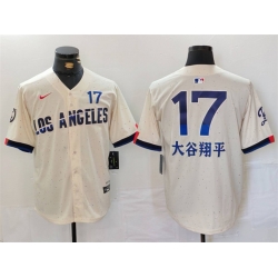 Men Los Angeles Dodgers 17  Shohei Ohtani Cream 2024 City Connect Limited Stitched Baseball Jersey