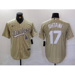Men Los Angeles Dodgers 17 Shohei Ohtani Cream Cool Base Stitched Jersey 1