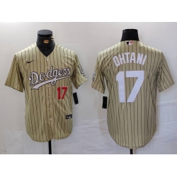 Men Los Angeles Dodgers 17 Shohei Ohtani Cream Cool Base Stitched Jersey 2