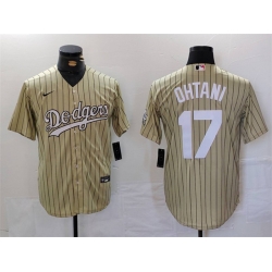 Men Los Angeles Dodgers 17 Shohei Ohtani Cream Cool Base Stitched Jersey