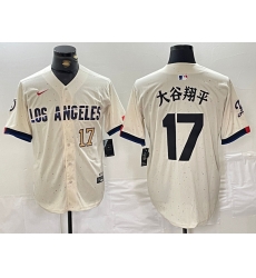 Men Los Angeles Dodgers 17 Shohei Ohtani Cream Stitched Baseball Jersey 5