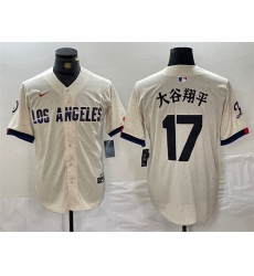Men Los Angeles Dodgers 17 Shohei Ohtani Cream Stitched Baseball Jersey I