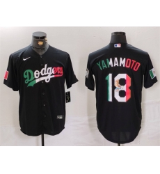 Men Los Angeles Dodgers 18 Yoshinobu Yamamoto Black Mexico Cool Base Stitched Baseball Jersey