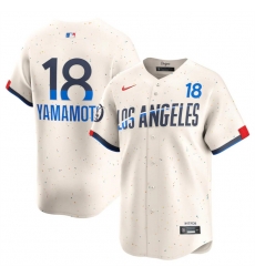 Men Los Angeles Dodgers 18 Yoshinobu Yamamoto Cream 2024 City Connect Limited Stitched Baseball Jersey